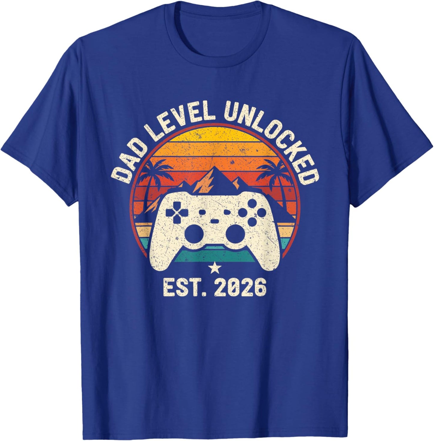 Dad Level Unlocked Leveled Up New Dad Video Gamer Gaming T-Shirt - T-Shirt | Royal