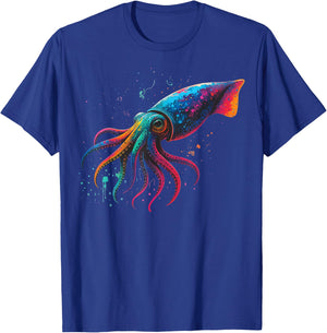 Squid Colorful Ocean T-Shirt - T-Shirt | Royal