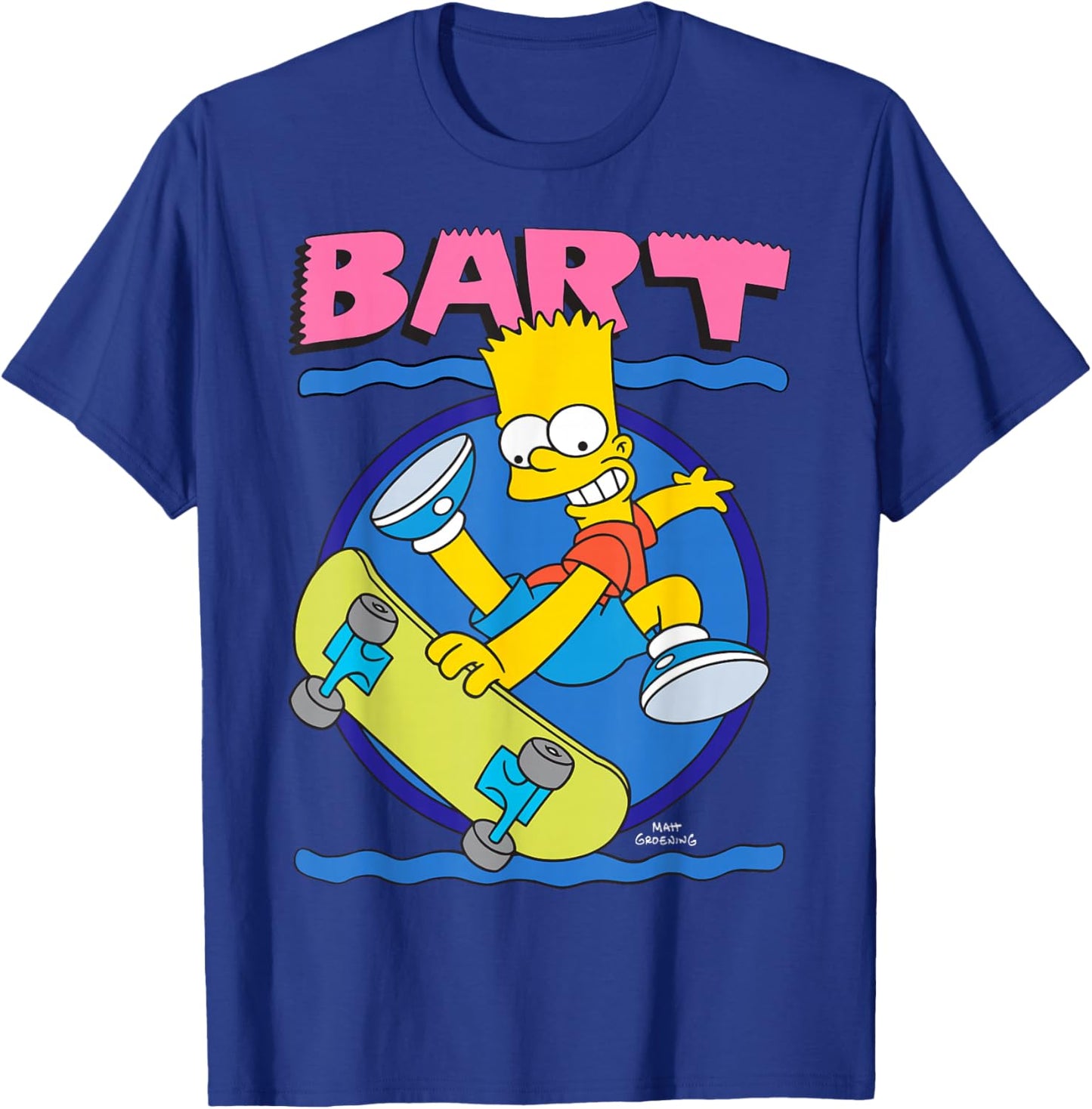 The Simpsons 90's Art Style Bart Ridding Skateboard T-Shirt - T-Shirt | Royal