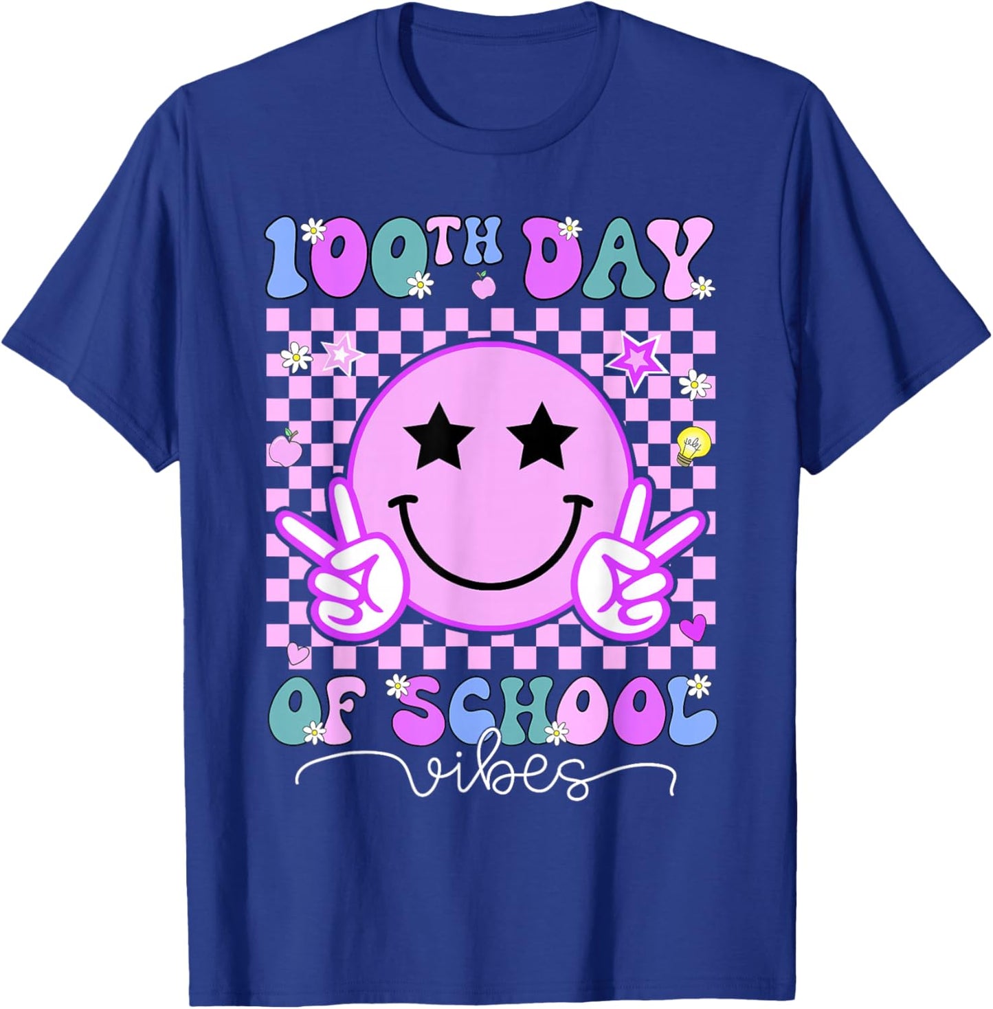 Funny 100 Days Shirt 100th Day of School Vibes Kid Boys Girl T-Shirt - T-Shirt | Royal