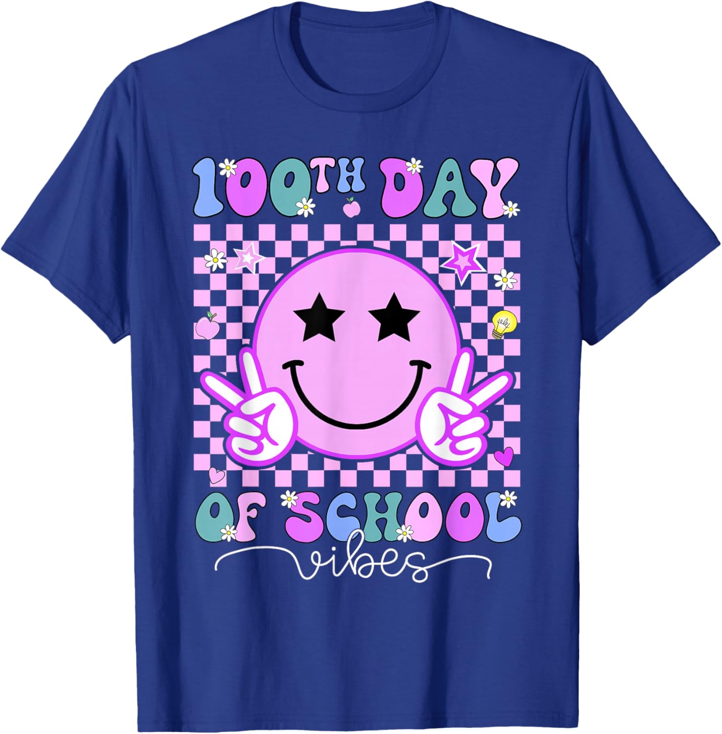 Funny 100 Days Shirt 100th Day of School Vibes Kid Boys Girl T-Shirt - T-Shirt | Royal