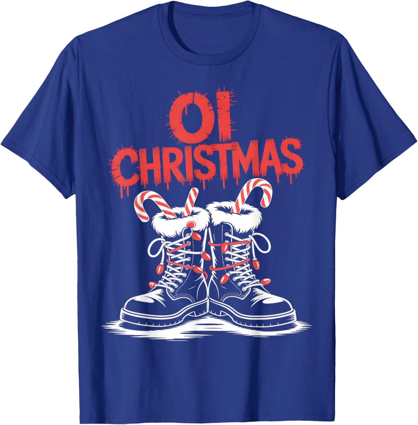 Oi Christmas Punk Boots Holiday T-Shirt - T-Shirt | Royal