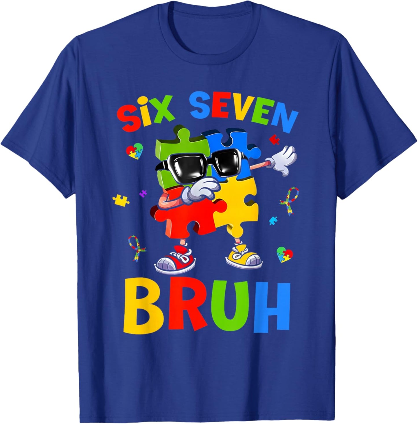 Six Seven Bruh Autism Awareness Puzzle 67 Meme Men Boys Kids T-Shirt - T-Shirt | Royal