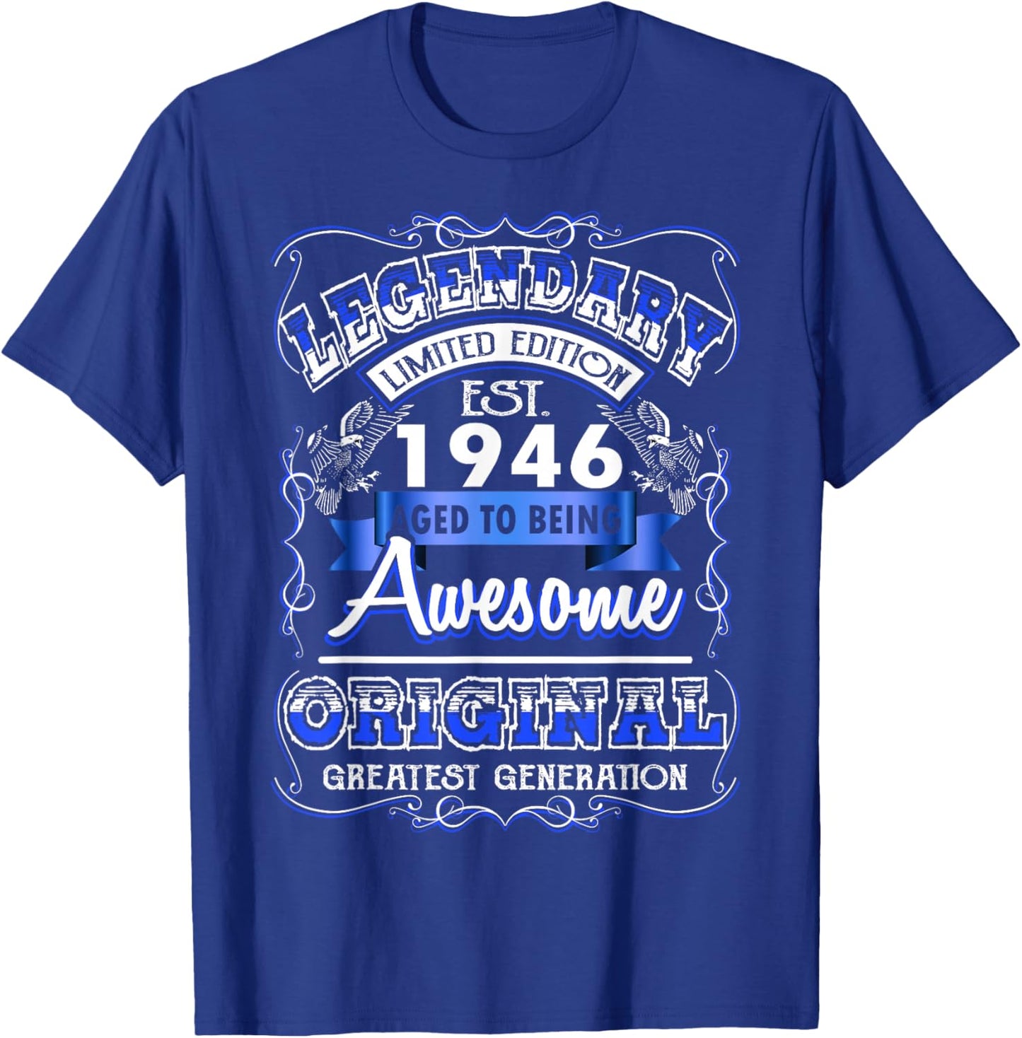 80th Birthday Gift Legendary Est. 1946 80 Years Old T-Shirt - T-Shirt | Royal
