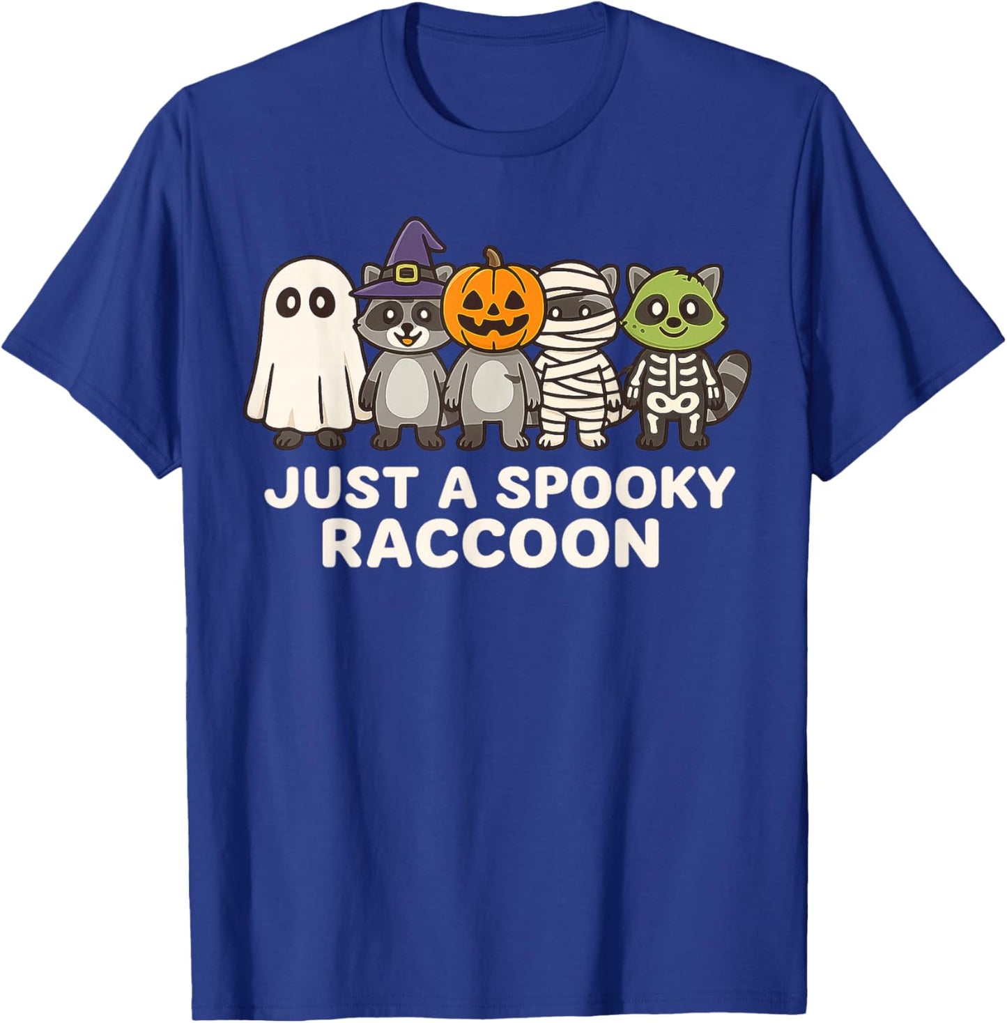 Just A Spooky Raccoon Halloween Costume Cartoon Design T-Shirt - T-Shirt | Royal