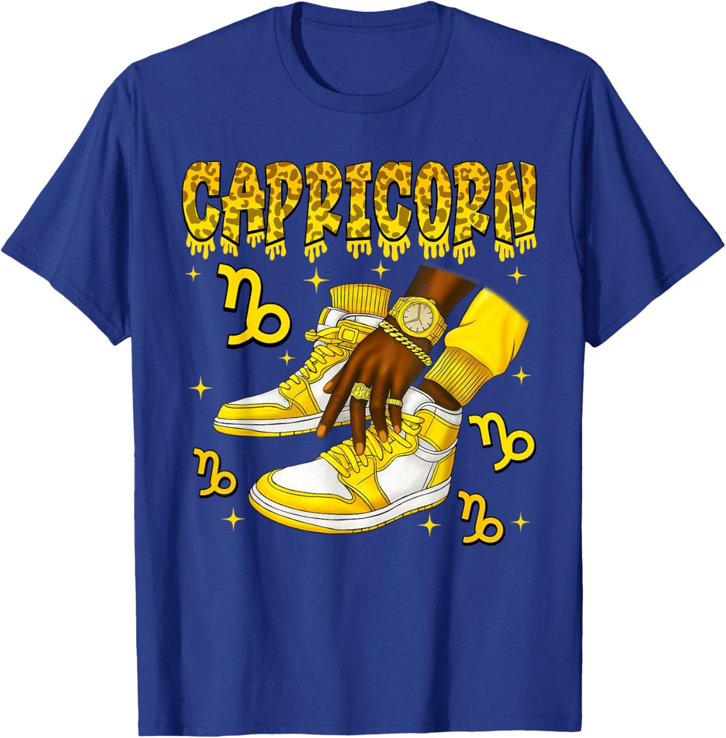 Capricorn Boy Man African American Shoes Sneakers Zodiac T-Shirt - T-Shirt | Royal