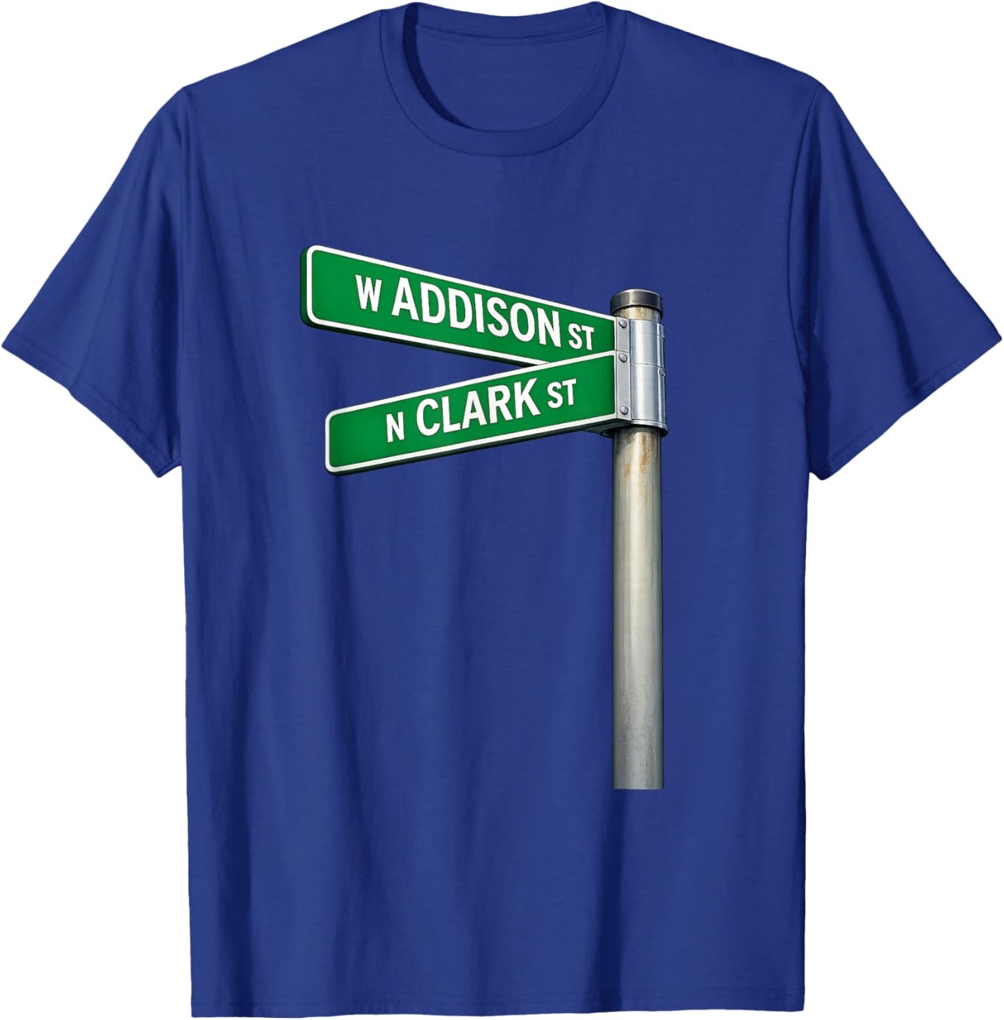 Addison Clark Chicago City Street Sign North Side T-Shirt - T-Shirt | Royal