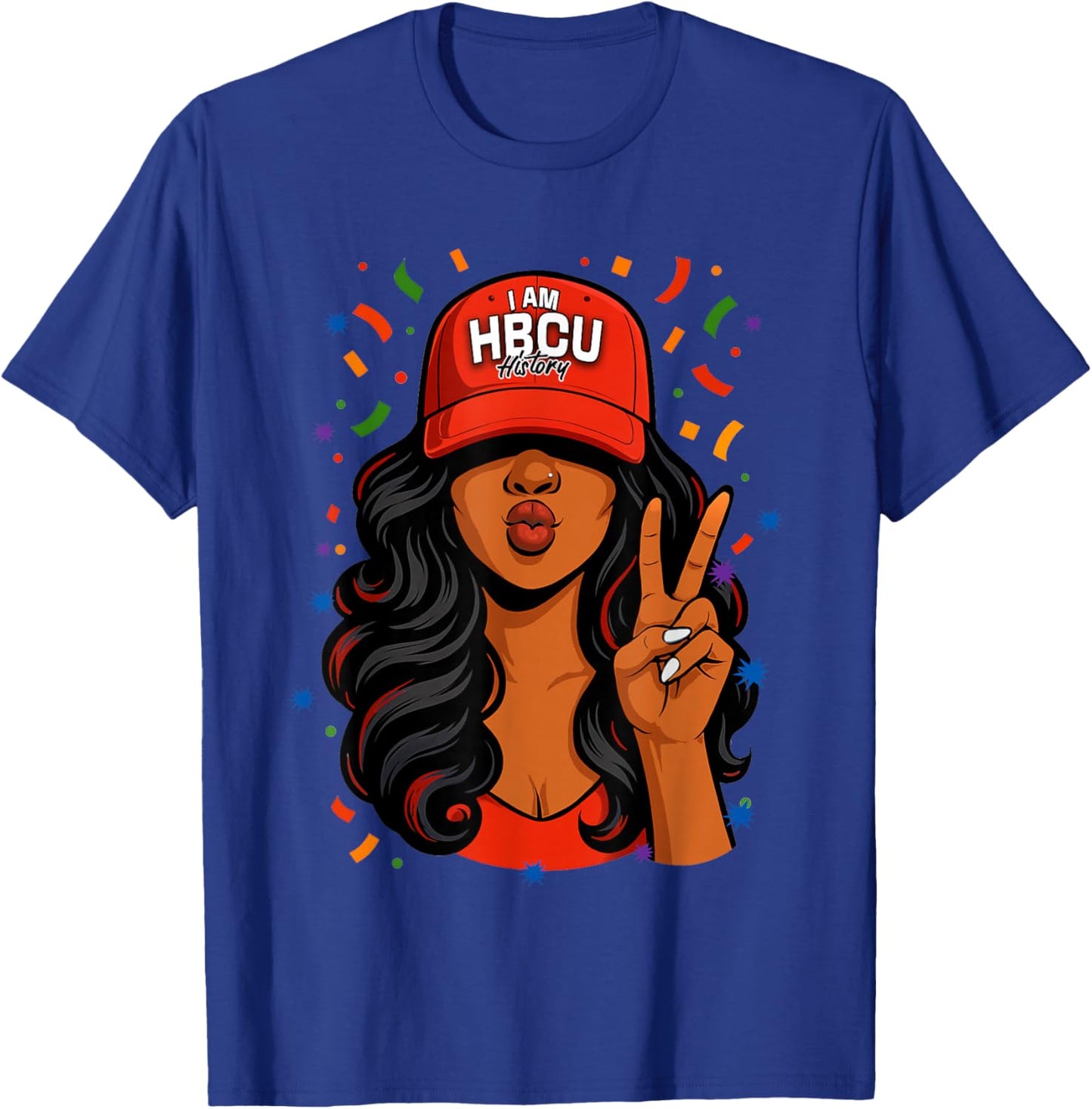 I Am HBCU Black History Month Black Woman Red Hat T-Shirt - T-Shirt | Royal