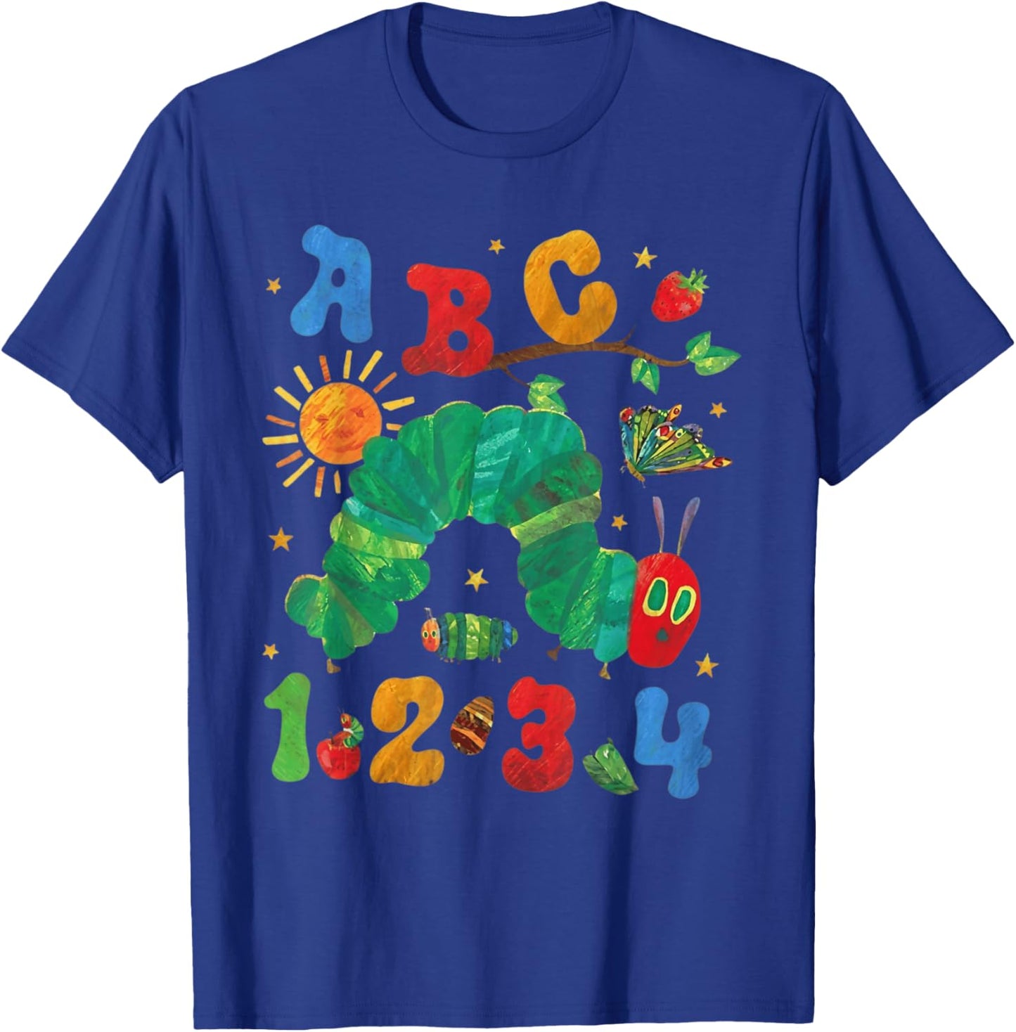 ABC Numbers Kids Cute Caterpillar Learning Alphabet T-Shirt - T-Shirt | Royal
