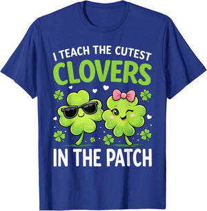 I Teach The Cutest Clovers in Patch St Patricks Day Teacher T-Shirt - T-Shirt | Royal