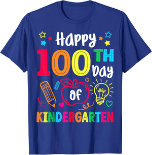 100th Day of Kindergarten Teachers Kids 100 Days of School T-Shirt - T-Shirt | Royal
