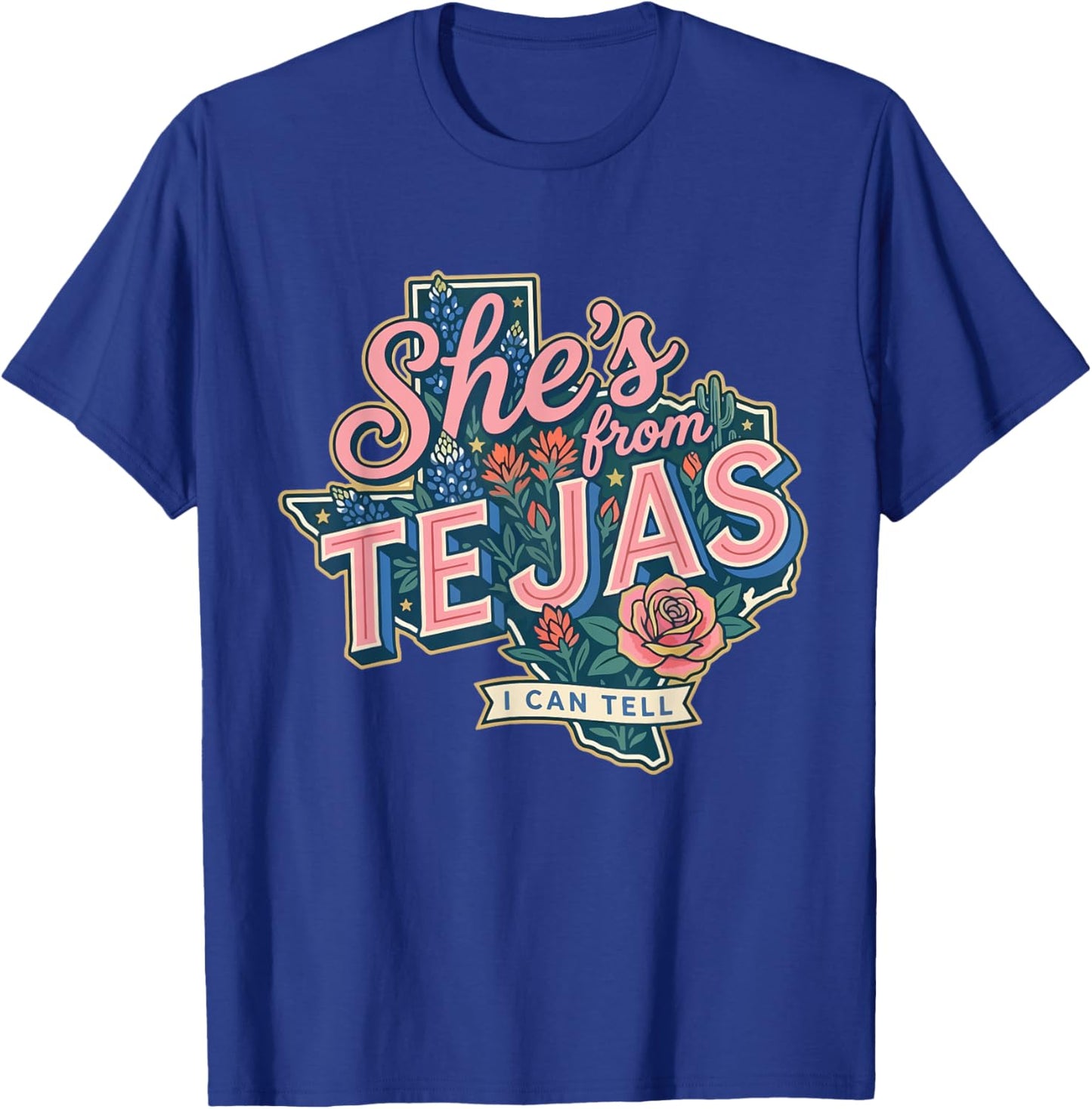 Retro Floral Funny She’s from Tejas I Can Tell Western Girly T-Shirt - T-Shirt | Royal