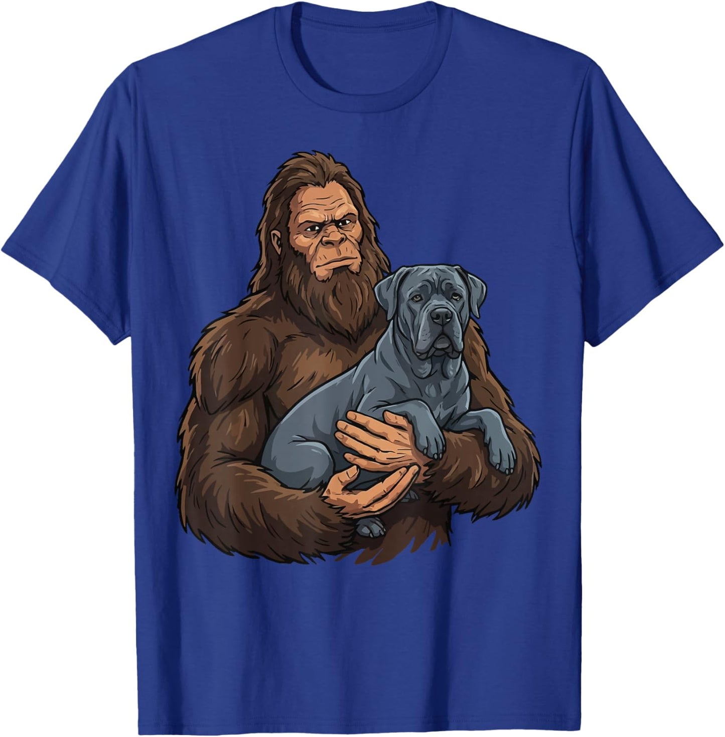 Bigfoot Holding Cane Corso T-Shirt - T-Shirt | Royal