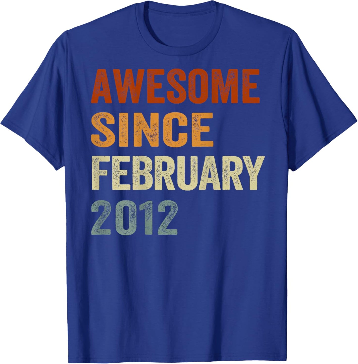 (ON Back) Retro February 2012 14 Years Old 14th Birthday T-Shirt - T-Shirt | Royal
