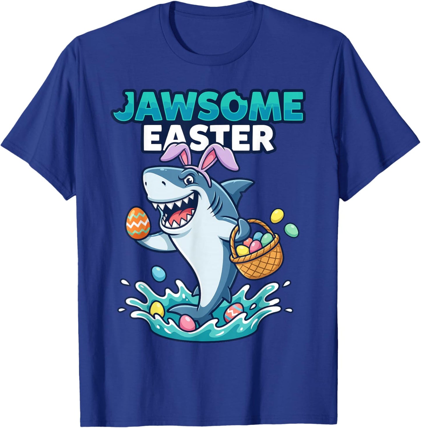 Jawsome Happy Bunny Egg Hunt Toddler Kids Outfit Boys Easter T-Shirt - T-Shirt | Royal