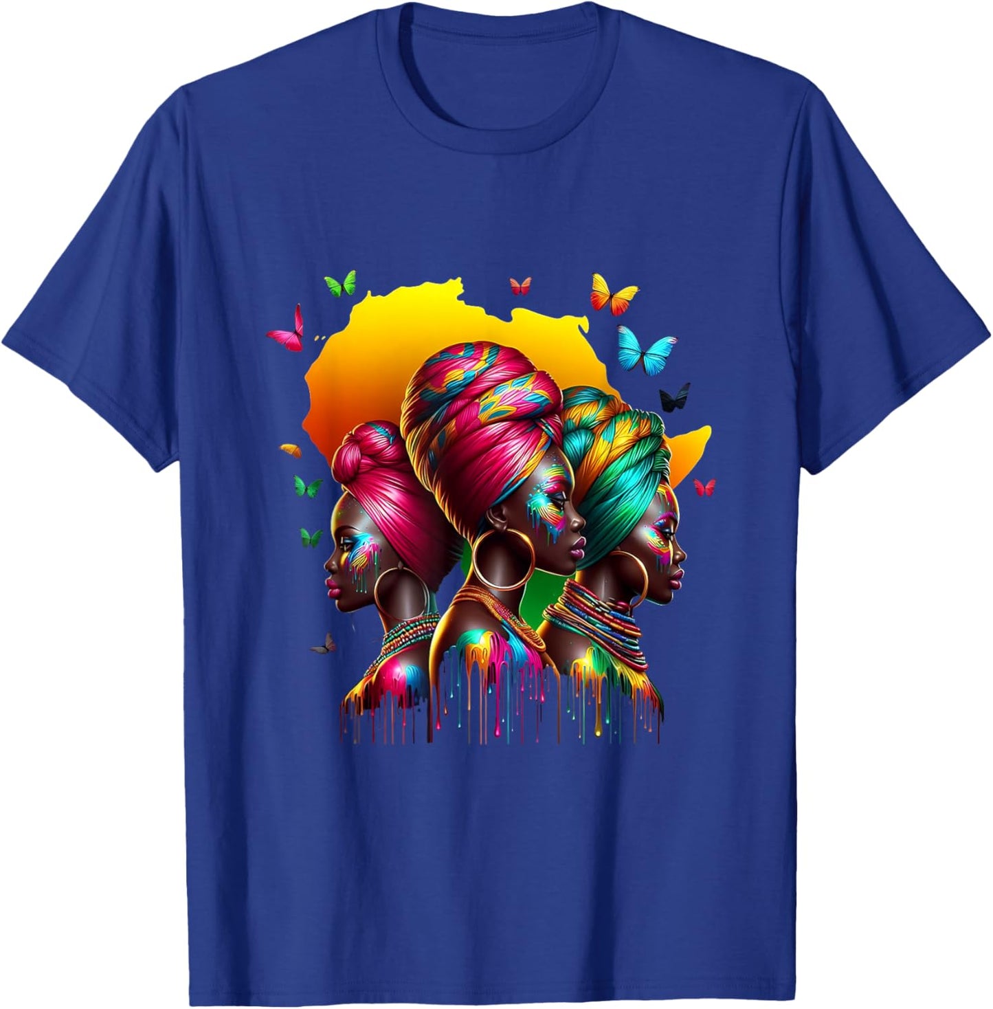 Black Women African Melanin Dope Queen Afro Headwrap Rooted T-Shirt - T-Shirt | Royal