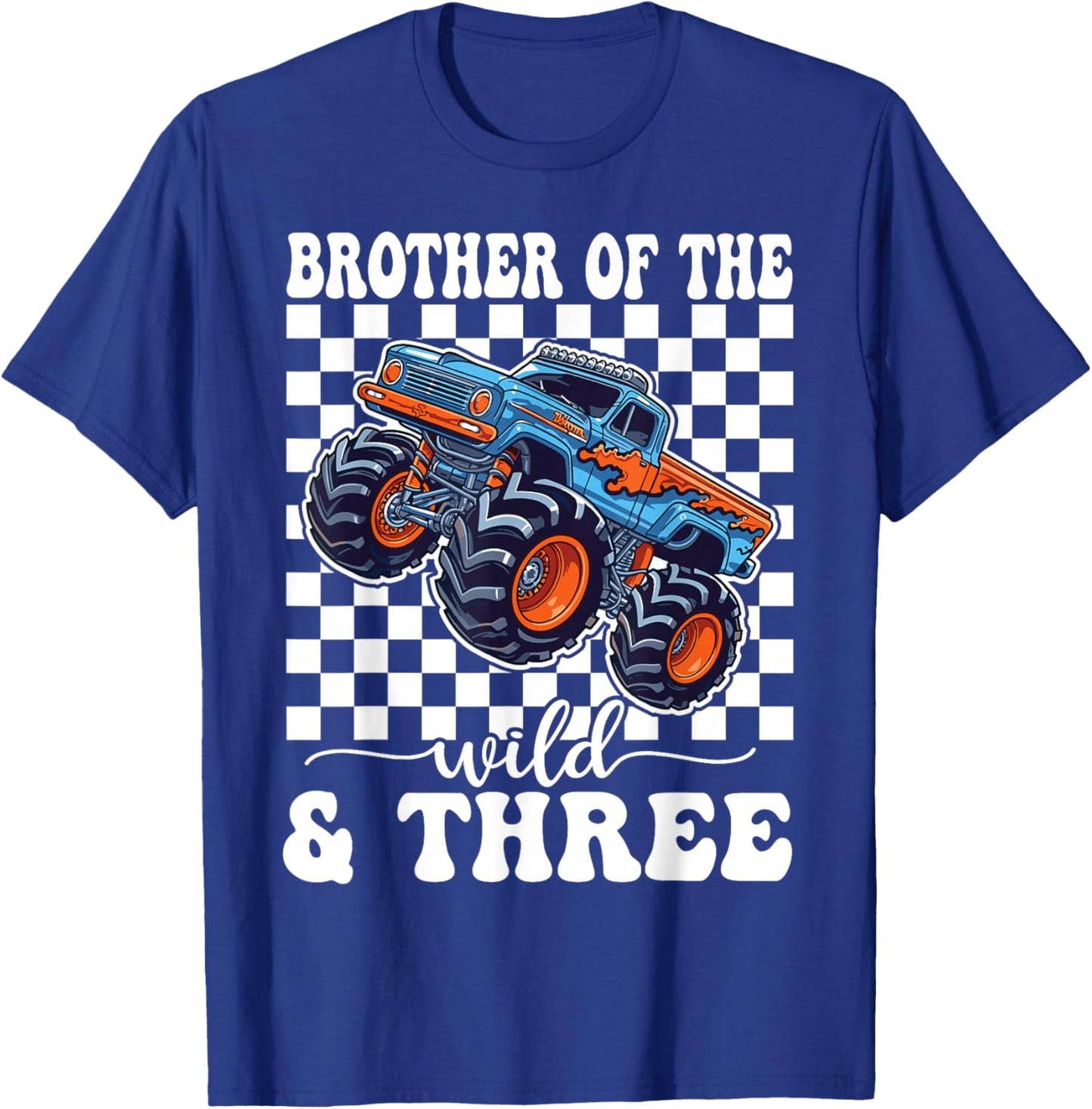 3rd Birthday Monster Truck Young Wild and Three 3 Year Old T-Shirt - T-Shirt | Royal