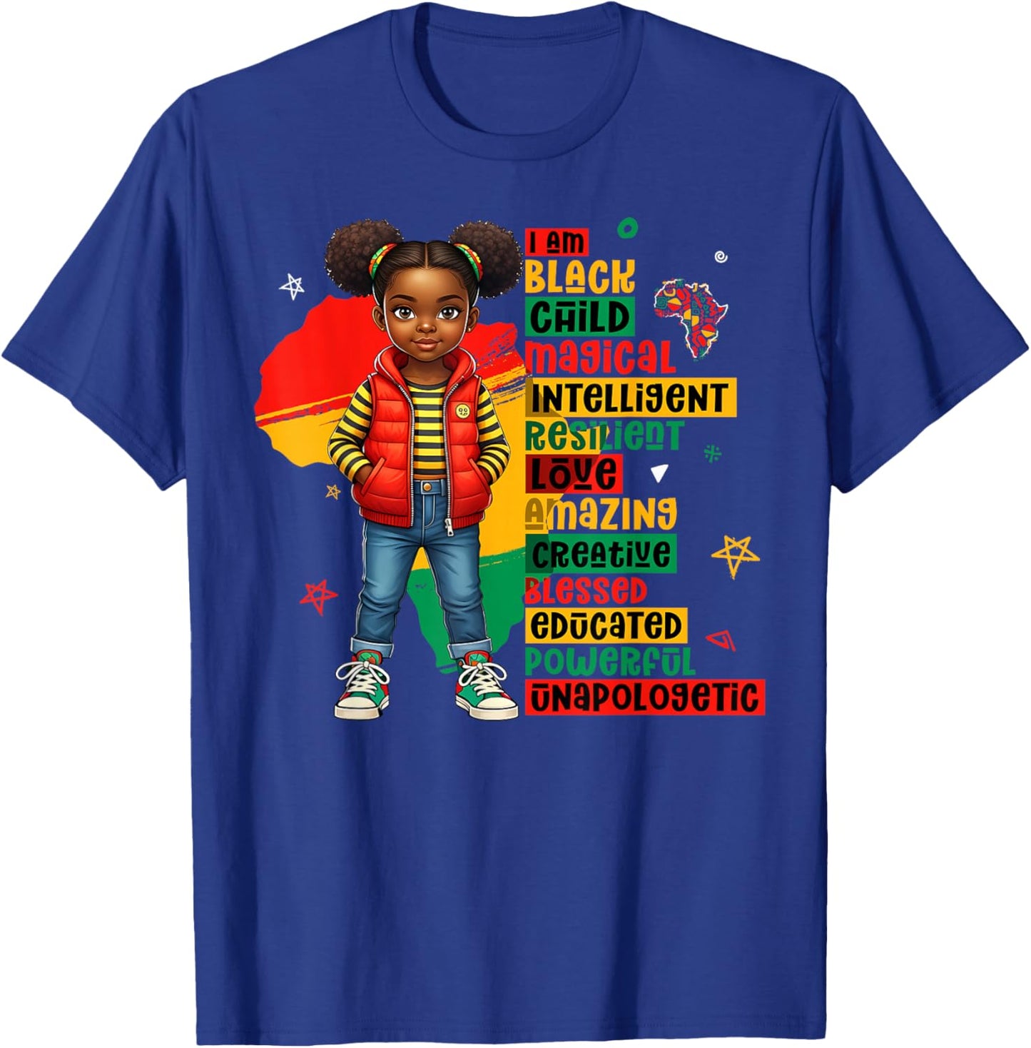 I Am Black Child Magical African Girl History Month Kids T-Shirt - T-Shirt | Royal