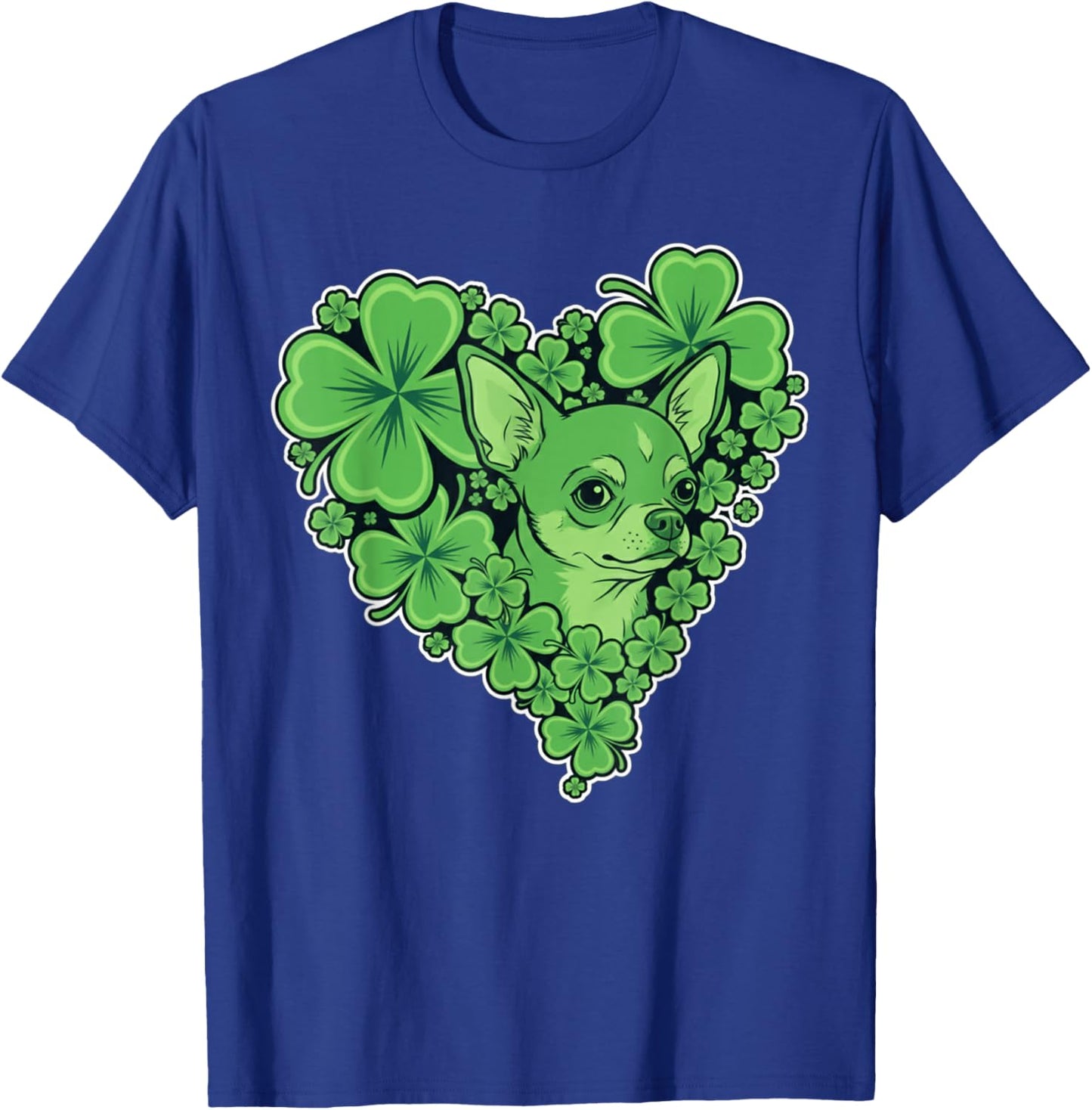 Cute Chihuahua Dog Heart Shamrock Women Men St Patricks Day T-Shirt - T-Shirt | Royal