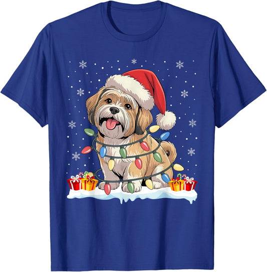 Lhasa Apso Dogs Tree Light Christmas Sweater Pet Dog Xmas T-Shirt - T-Shirt | Royal