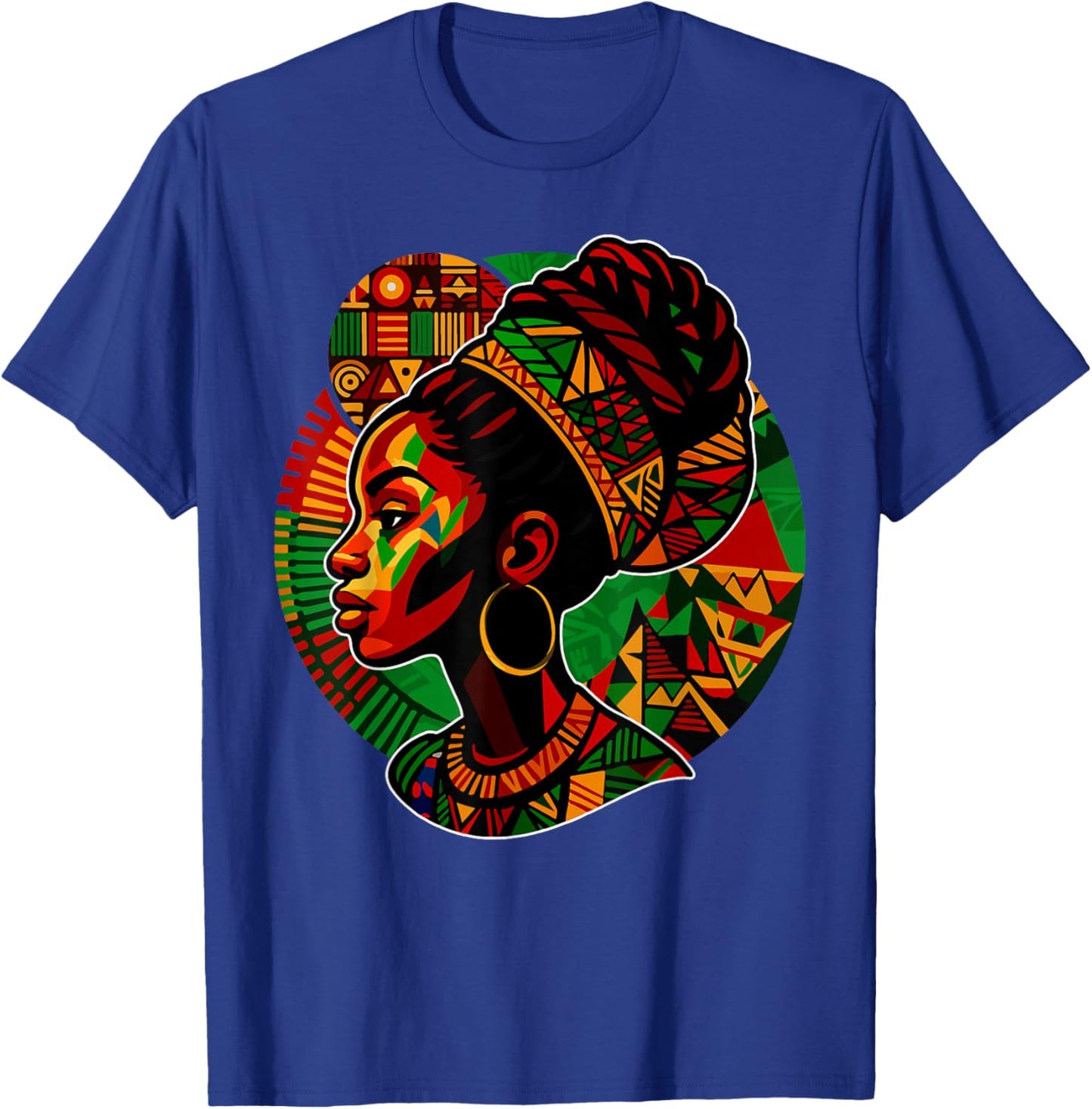 Black Queen Black History Month Women Girls Dashiki Print T-Shirt - T-Shirt | Royal