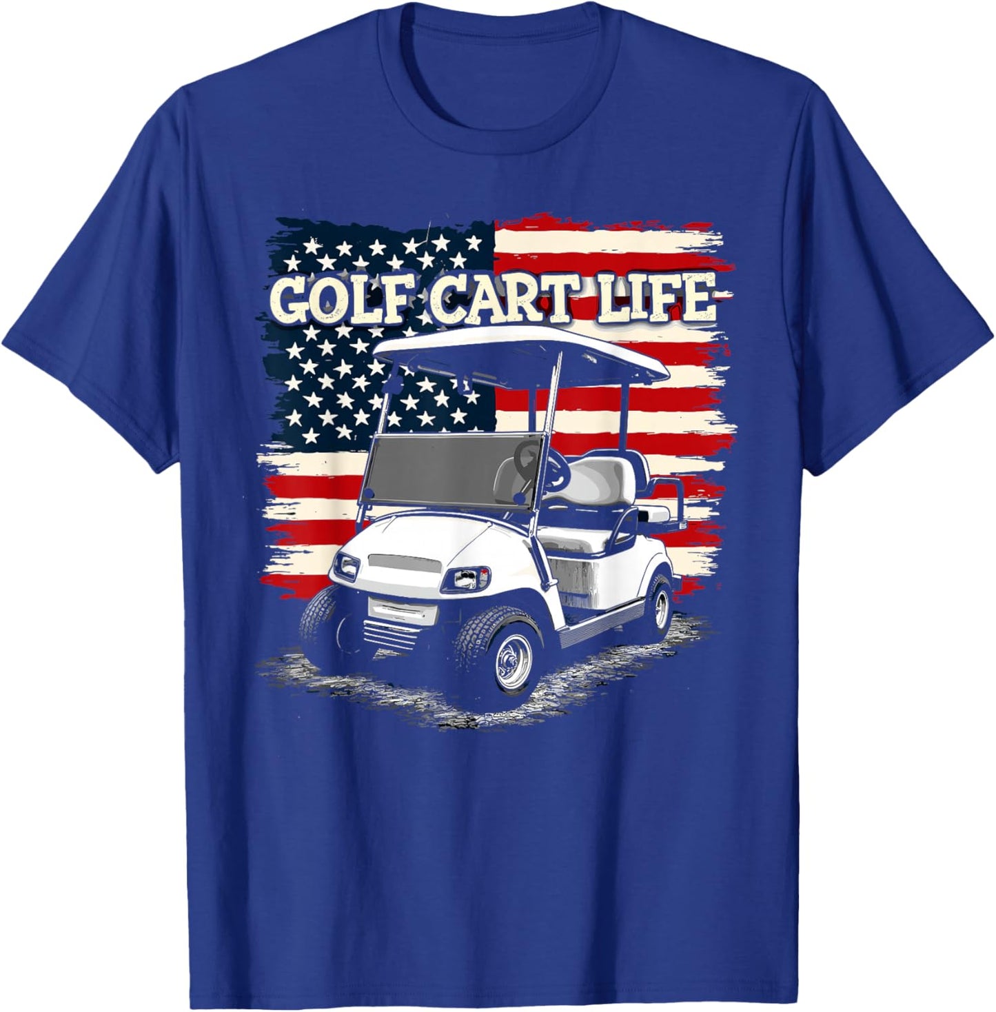 Golf Cart Life US Flag Golfing Golfer Girl Male Golf Player T-Shirt - T-Shirt | Royal