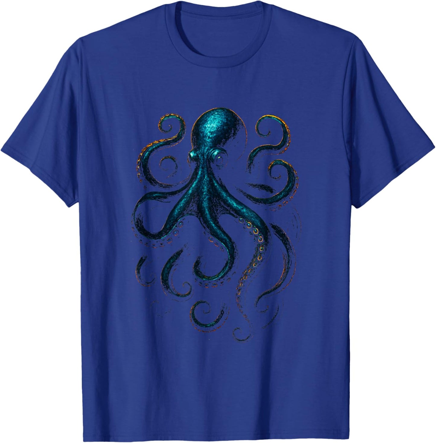 Octopus - Retro-Inspired Marine Art T-Shirt - T-Shirt | Royal