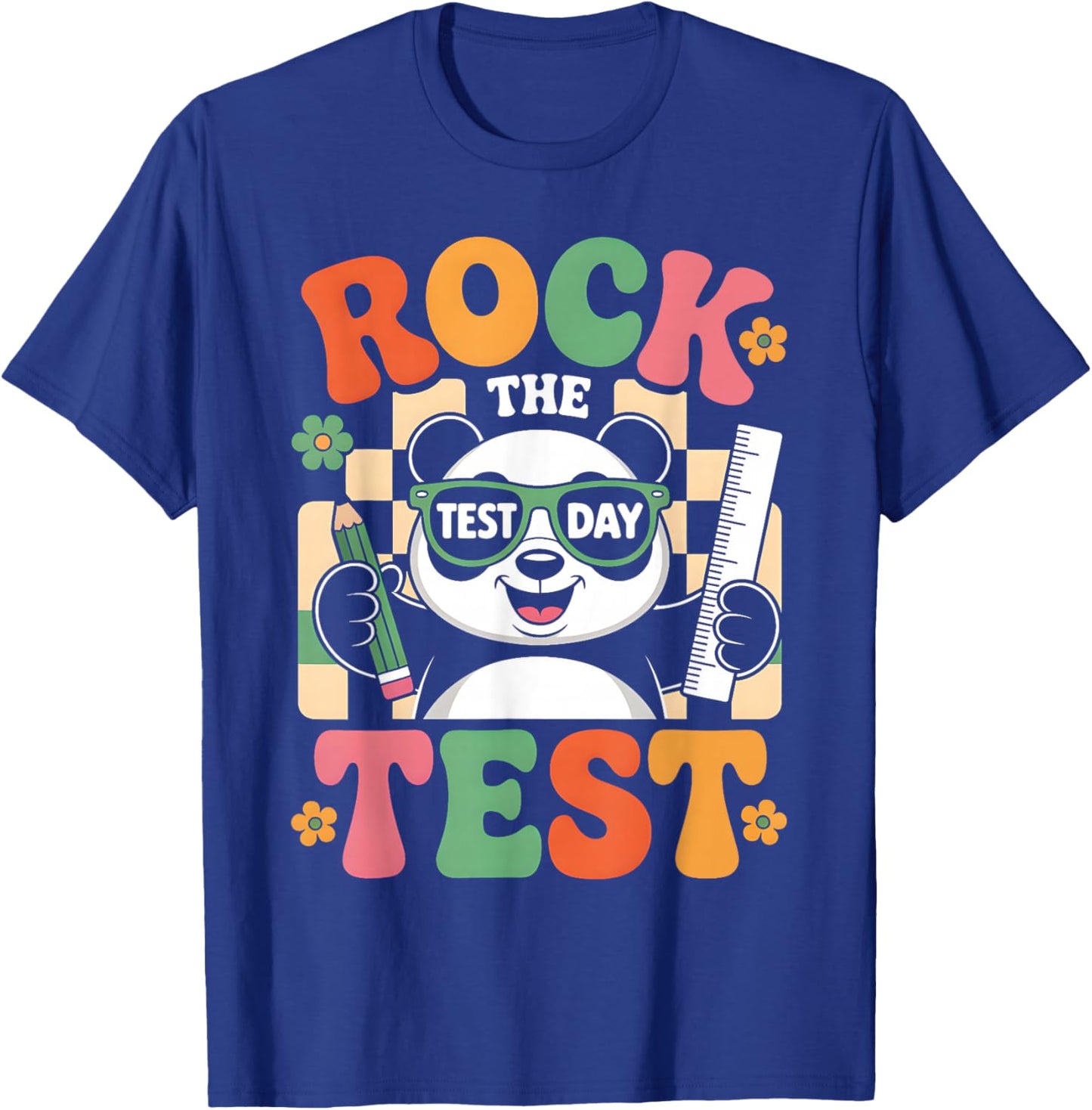 Rock The Test Day Fun Panda Exam Cheer Funny School Teacher T-Shirt - T-Shirt | Royal