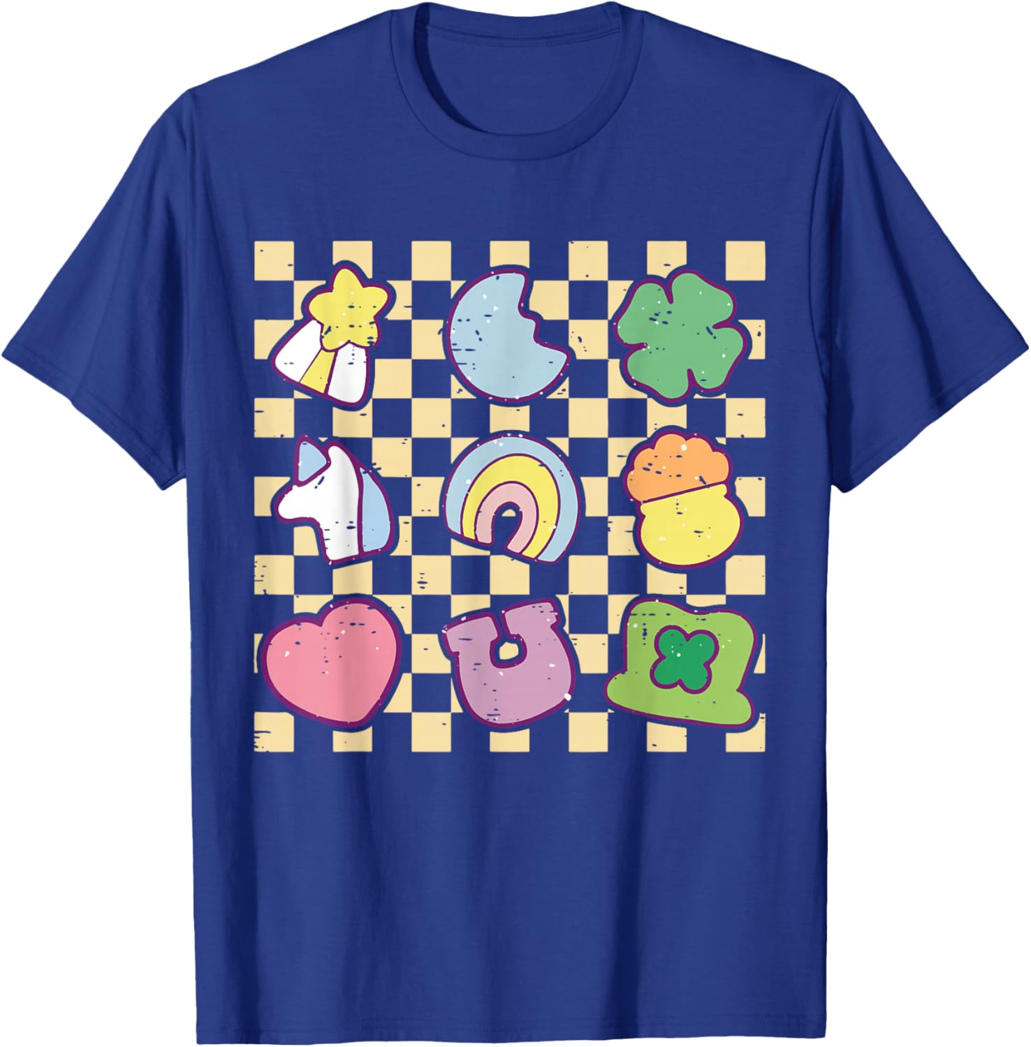 Retro Rainbow Lucky Charm Shamrock St Patricks Day Girly T-Shirt - T-Shirt | Royal