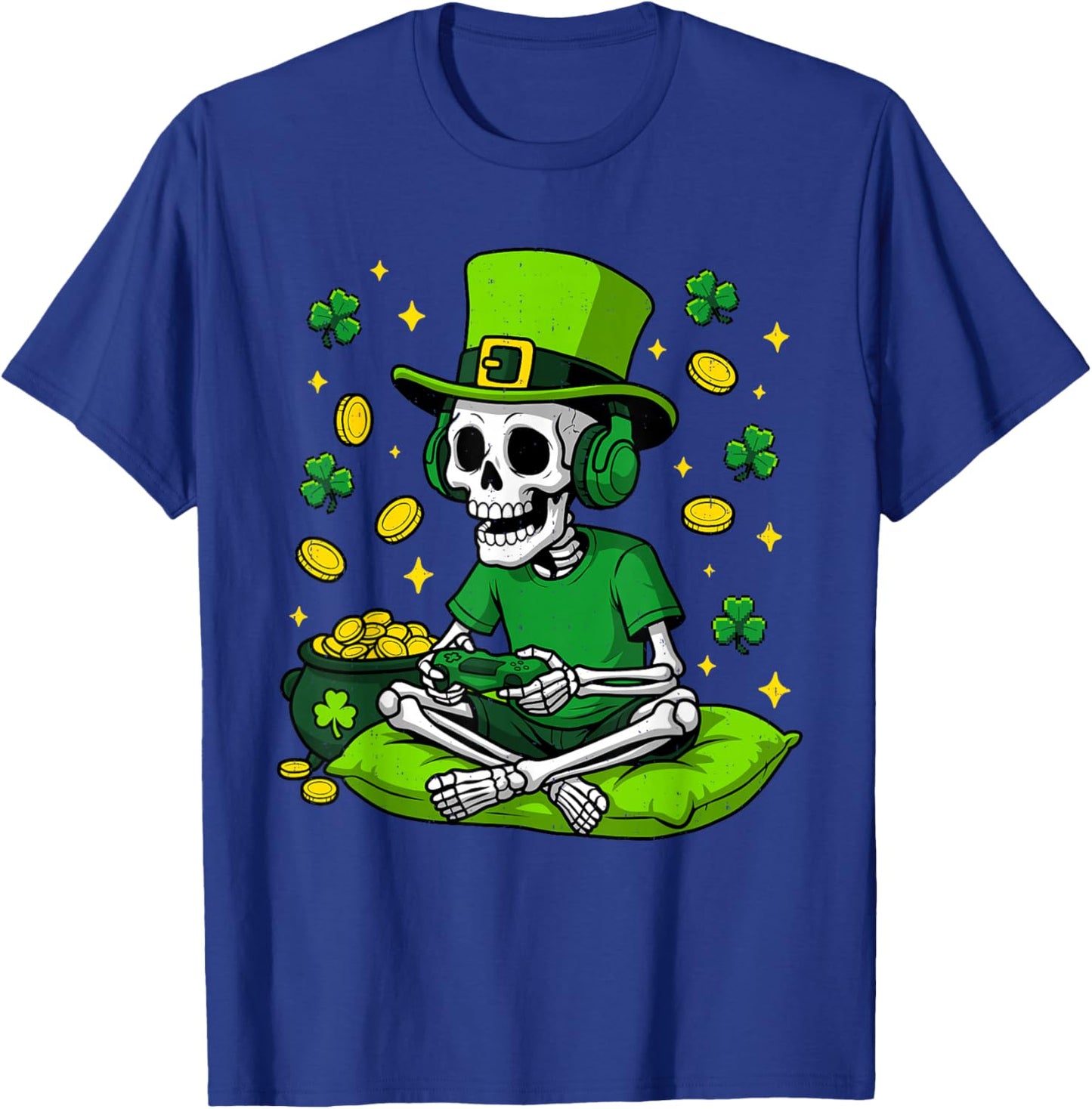 Boys St Patricks Day Irish Gamer Video Game Gaming Youth Kid T-Shirt - T-Shirt | Royal