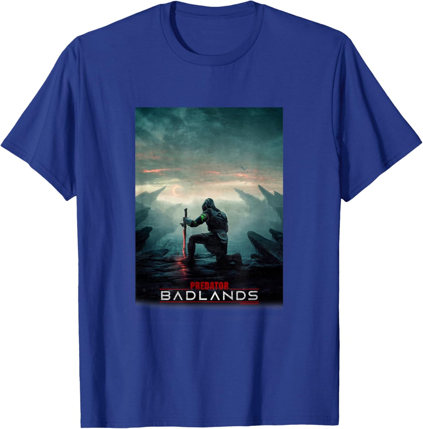 Predator: Badlands Kneeling Warrior Epic Poster T-Shirt - T-Shirt | Royal