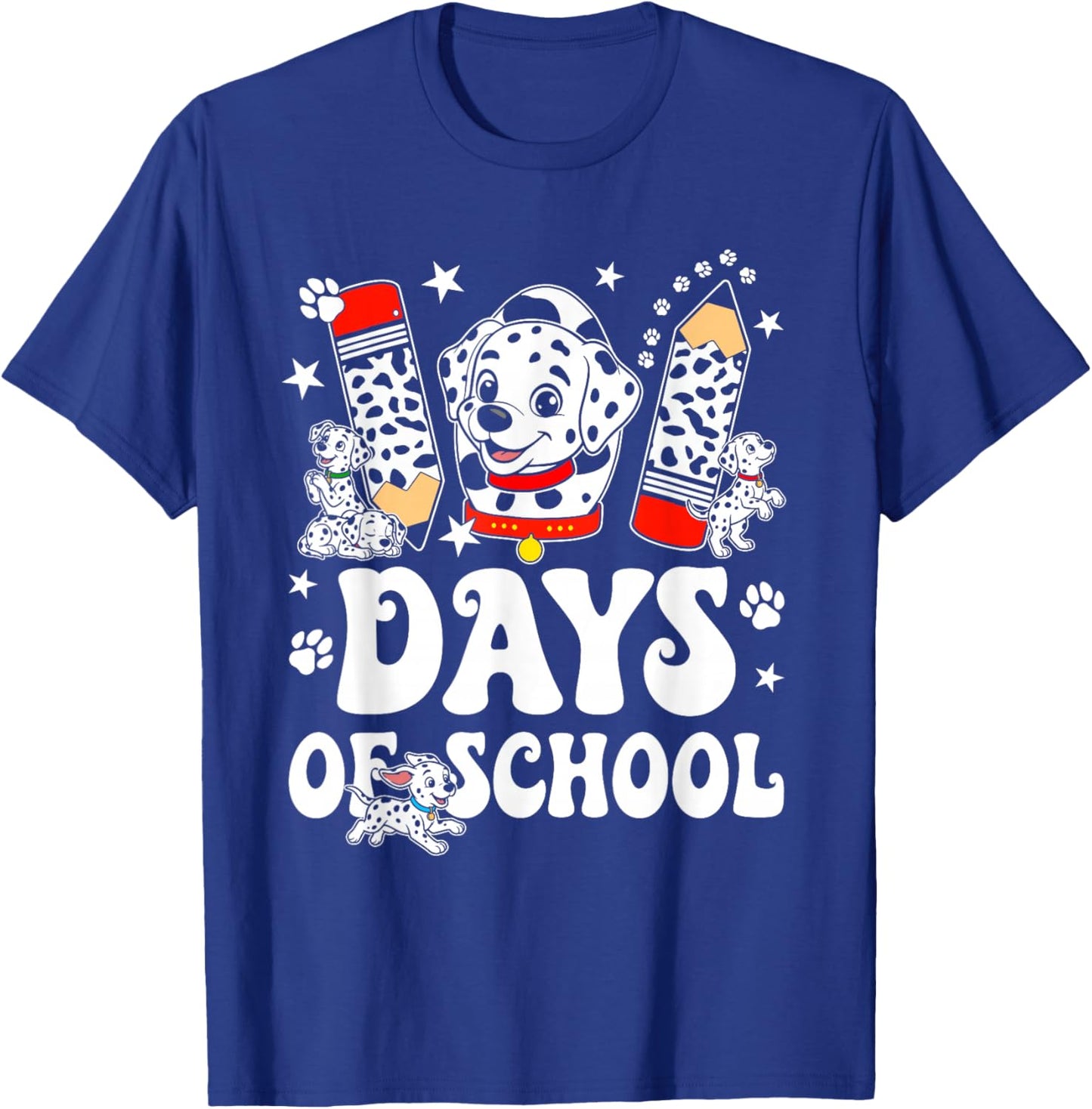 Happy 101 Days School Cute Dog 100 Days Smarter Student Kids T-Shirt - T-Shirt | Royal