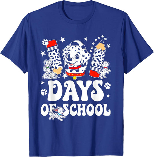 Happy 101 Days School Cute Dog 100 Days Smarter Student Kids T-Shirt - T-Shirt | Royal