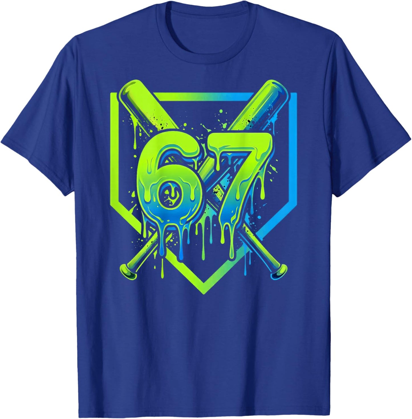 67 Baseball Ice Cream Drip Effect 6-7 Meme Six Seven T-Shirt - T-Shirt | Royal