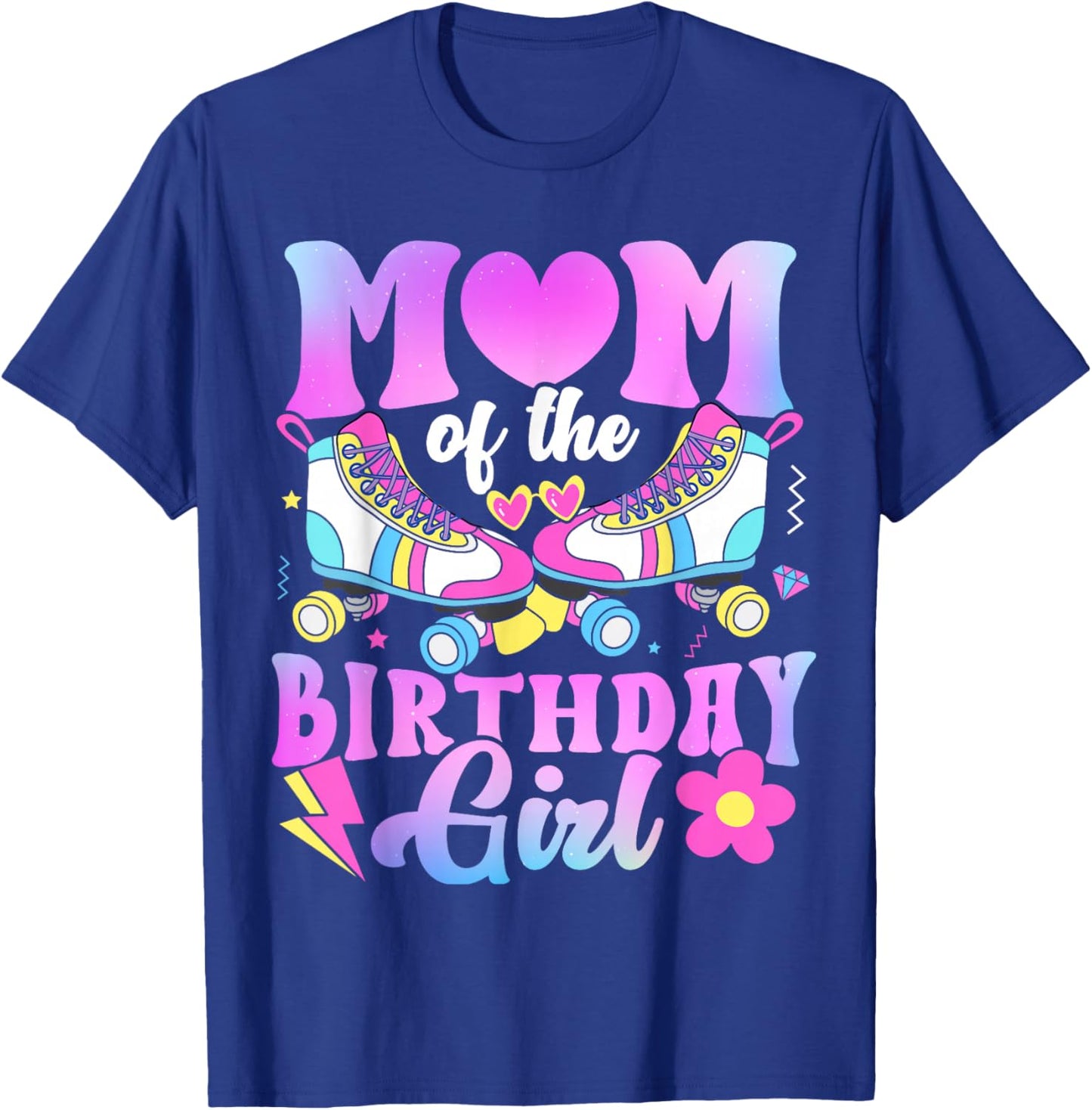 Mom of The Birthday Girl Rolling Skate Bday Family T-Shirt - T-Shirt | Royal