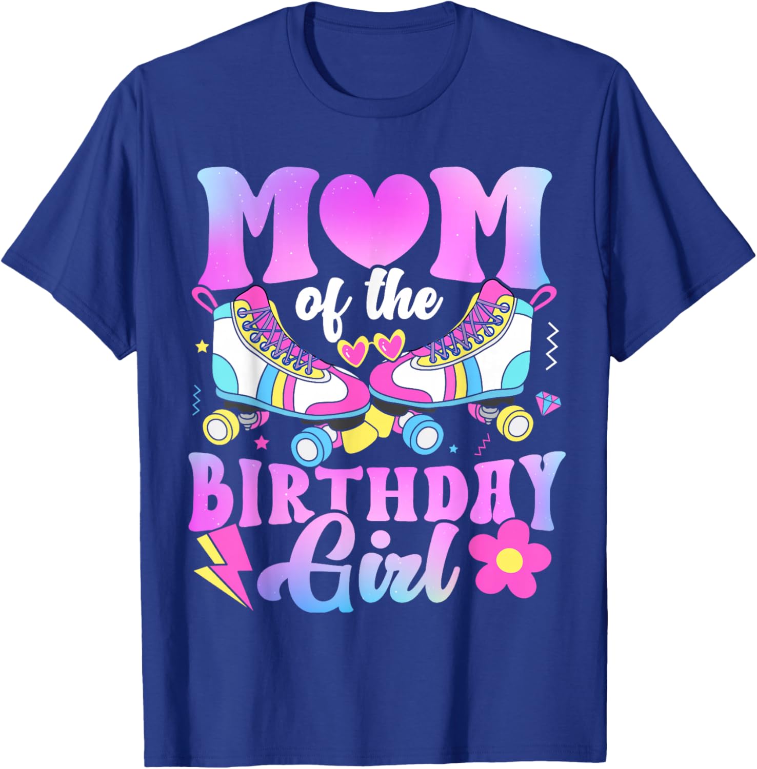 Mom of The Birthday Girl Rolling Skate Bday Family T-Shirt - T-Shirt | Royal