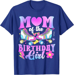 Mom of The Birthday Girl Rolling Skate Bday Family T-Shirt - T-Shirt | Royal