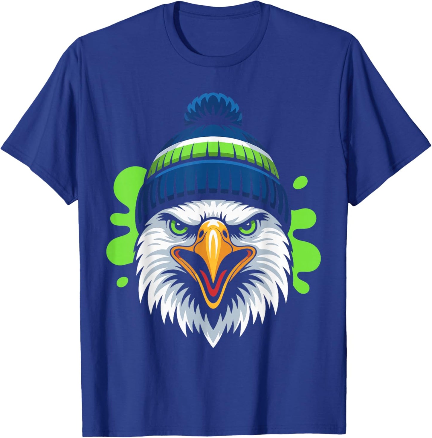 Bold Graphic Splash Eagle Artwork T-Shirt - T-Shirt | Royal