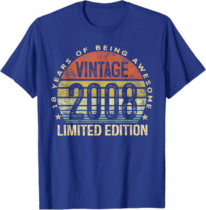 Vintage 2008 Limited Edition 18-Year-Old 18th Birthday T-Shirt - T-Shirt | Royal
