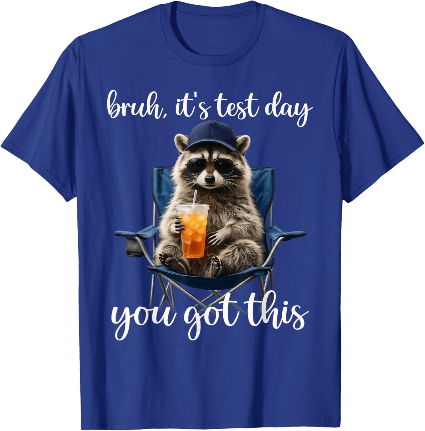 Funny Raccoon Bruh Its Test Day You Got This Teacher Student T-Shirt - T-Shirt | Royal