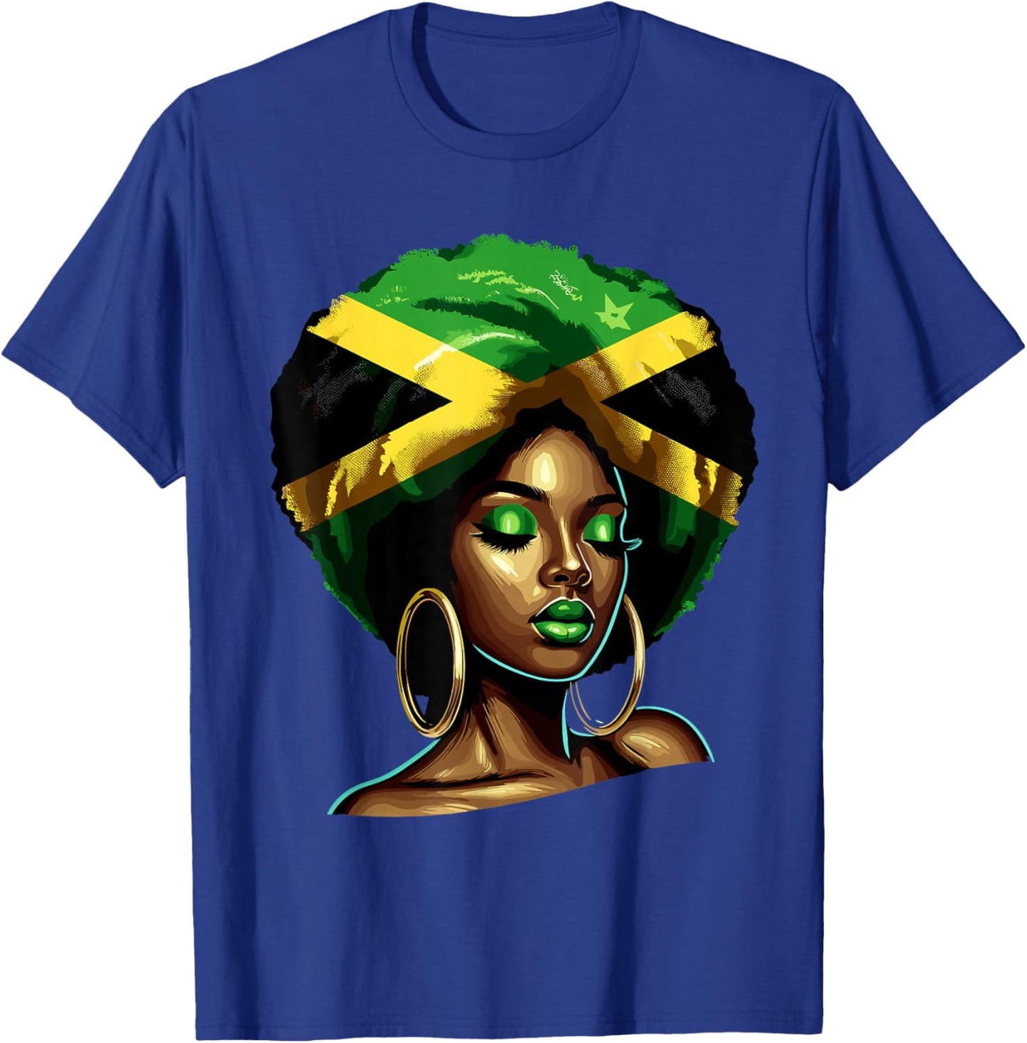 Jamaican Black Woman Melanin Jamaican Girls Afro T-Shirt - T-Shirt | Royal