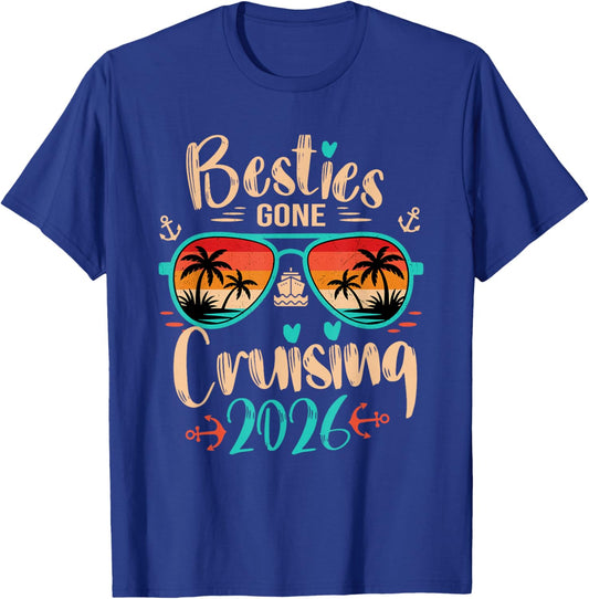 Besties Gone Cruising 2026 Matching Friends Girls Cruise T-Shirt - T-Shirt | Royal