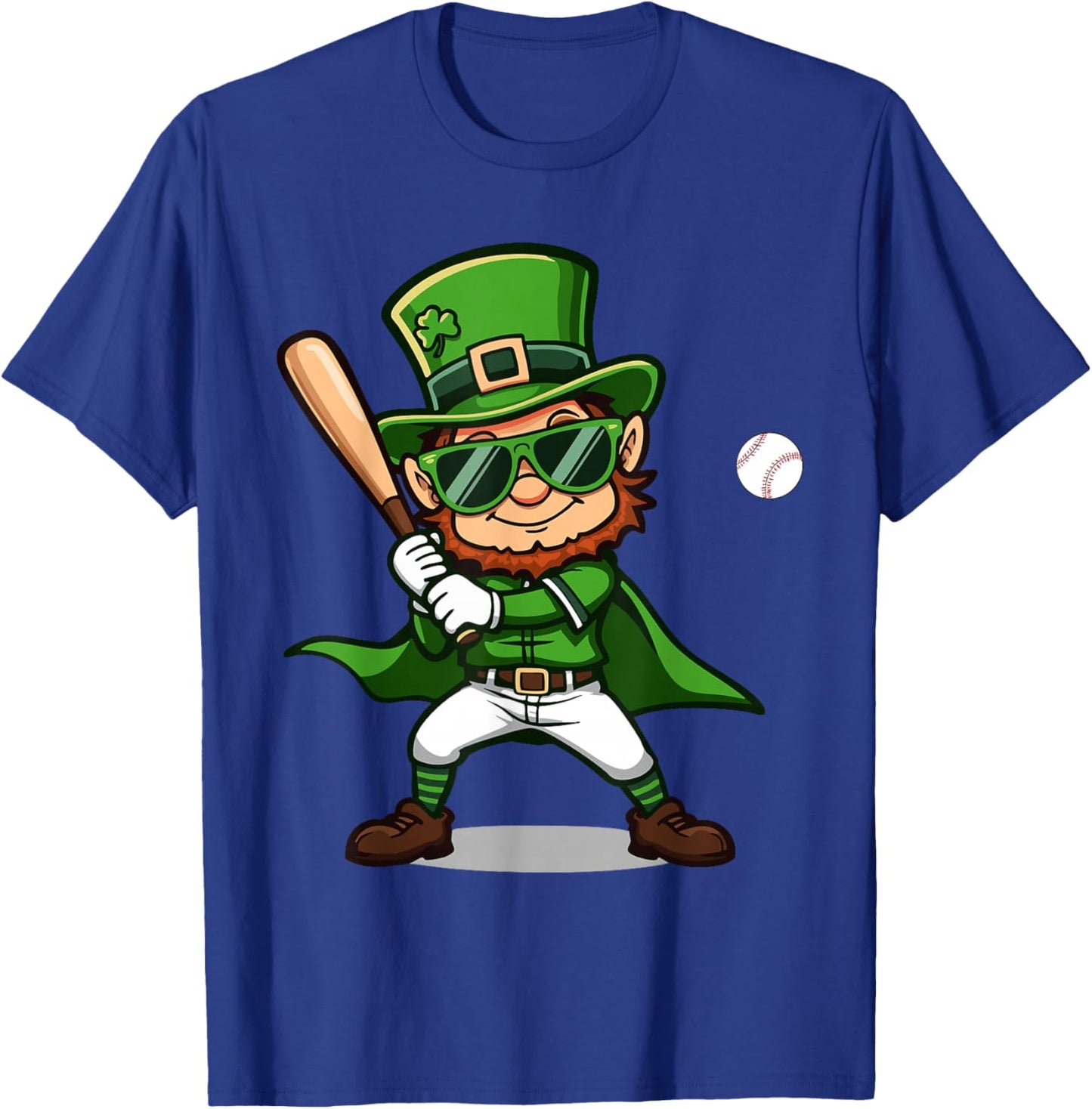 Funny St. Patrick’s Day Leprechaun Baseball Irish Graphic T-Shirt - T-Shirt | Royal