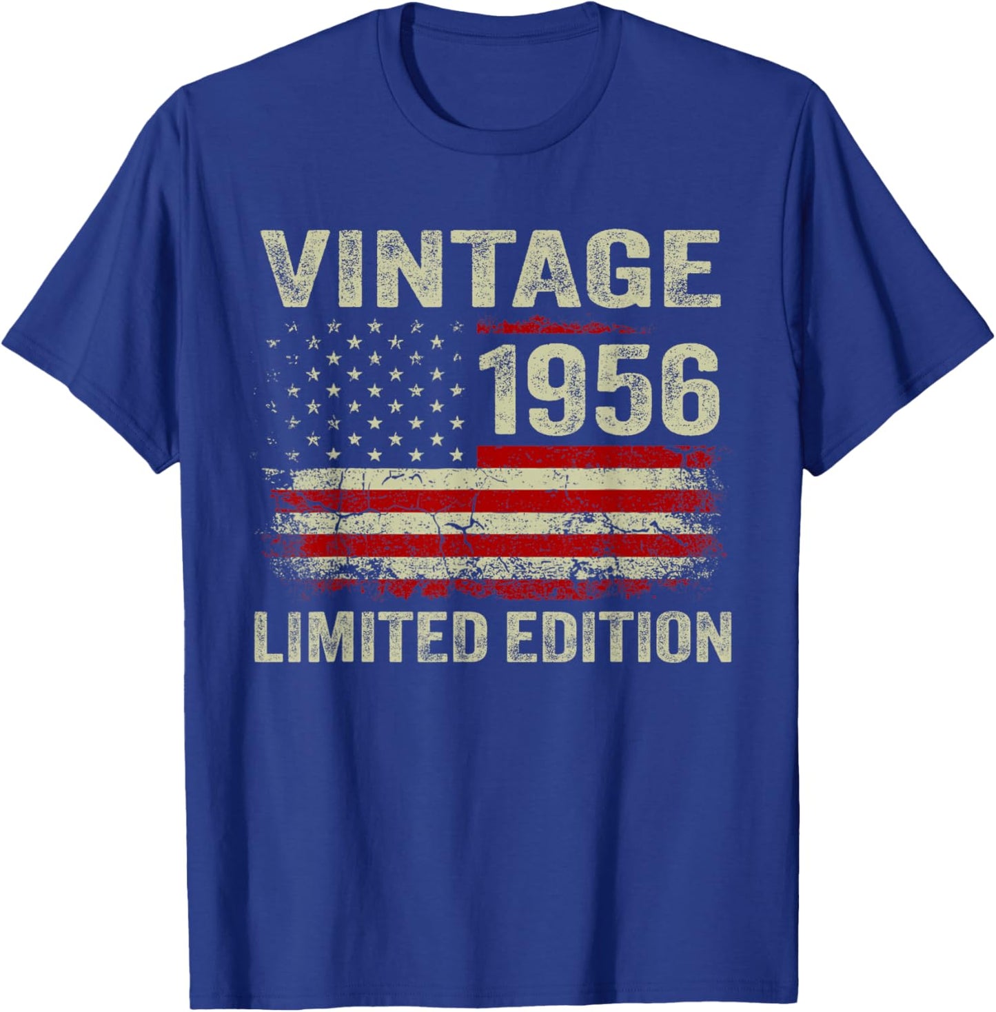 70 Year Old Gifts Vintage 1956 American Flag 70th Birthday T-Shirt - T-Shirt | Royal