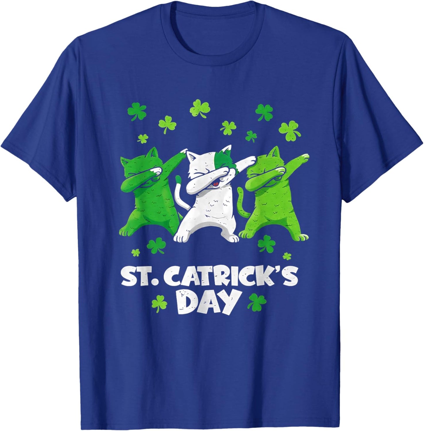 St Patricks Day Cat Lover Funny Catricks Day Girls Women Kid T-Shirt - T-Shirt | Royal