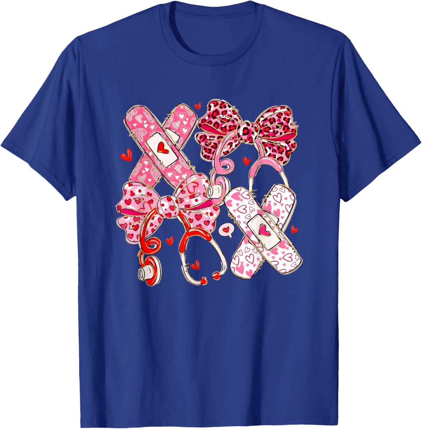 Cute Coquette Nurse Valentine Bow Heart Outfit T-Shirt - T-Shirt | Royal