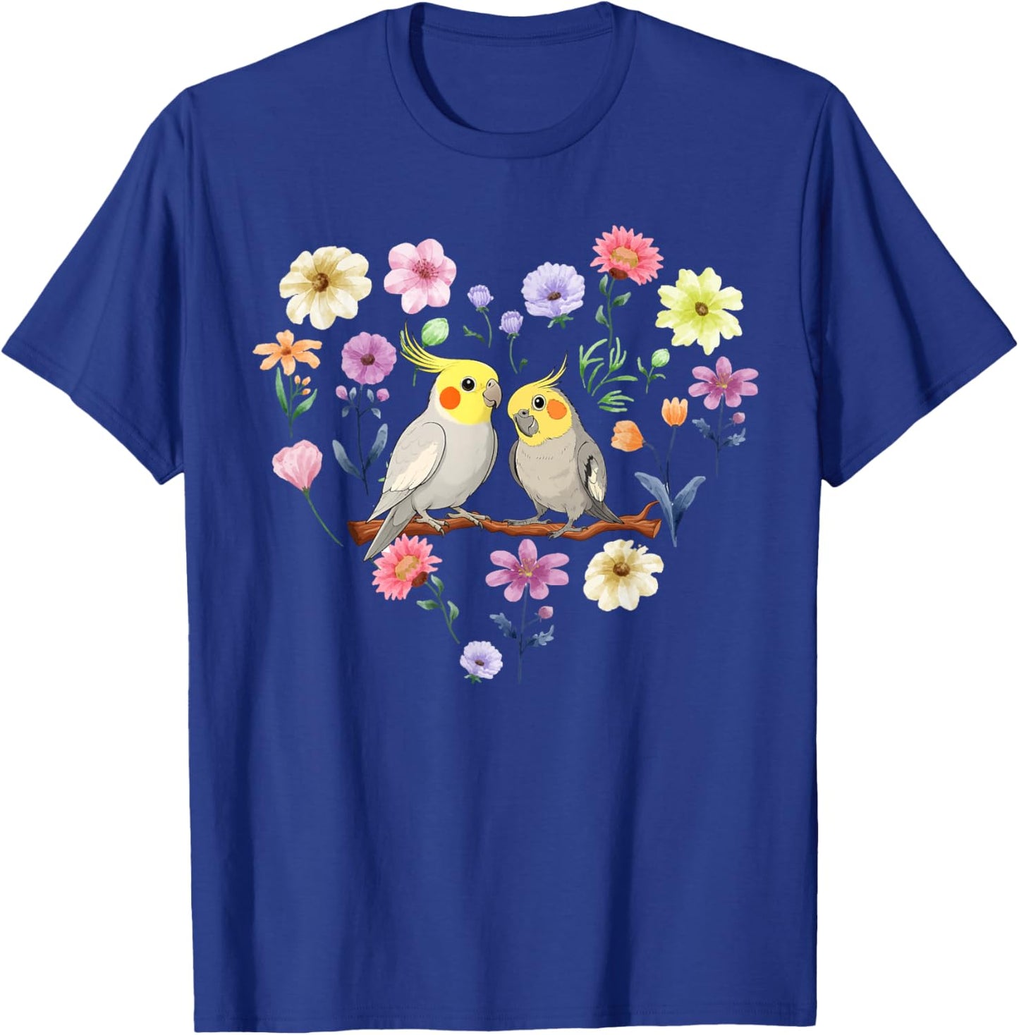 Cockatiel Flowers Cockatiel Owner Cockatiel Parrot Lover T-Shirt - T-Shirt | Royal