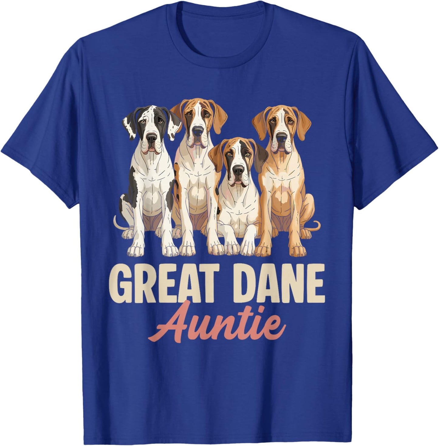 Great Dane Auntie Funny Dog Lover Retro Puppy Owner Women T-Shirt - T-Shirt | Royal
