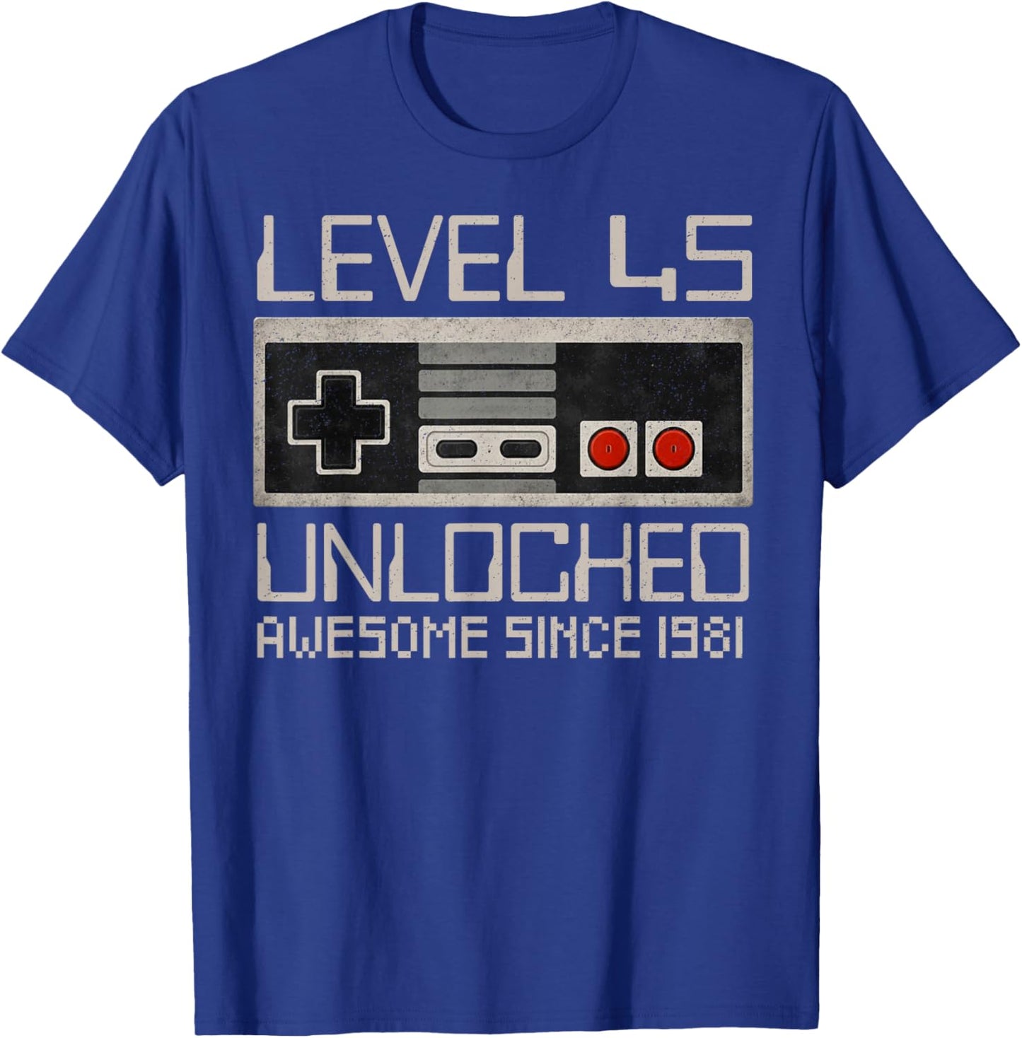 Level 45 Unlocked Awesome Since 1981 45th Birthday Gaming T-Shirt - T-Shirt | Royal