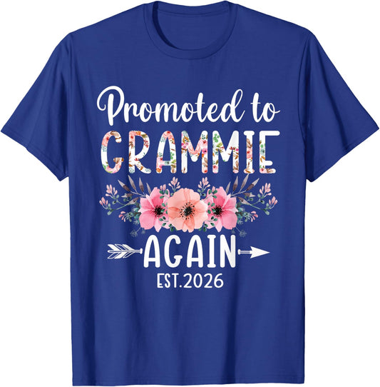 Promoted to Grammie Again Est 2026 Flower T-Shirt - T-Shirt | Royal